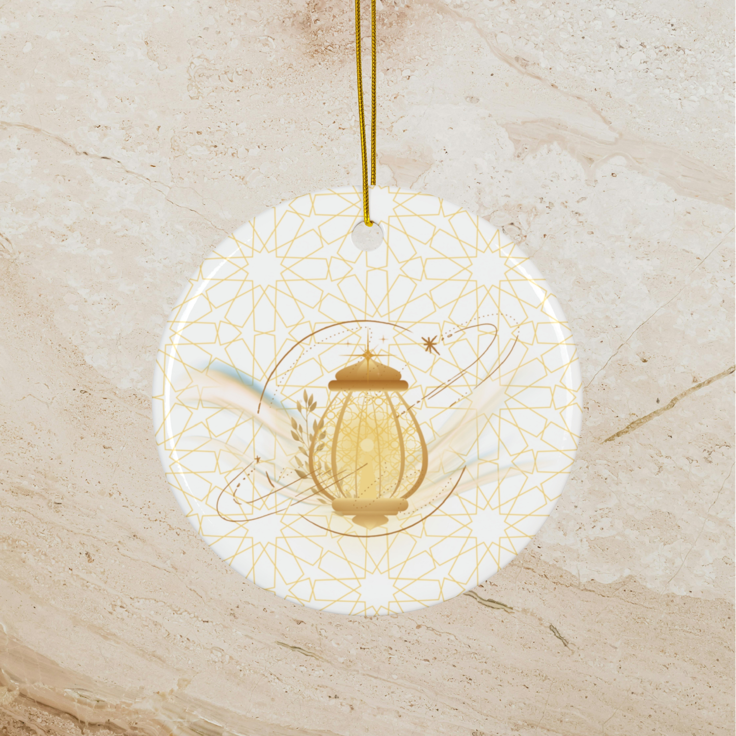 Golden Lantern Ceramic Ornament | Symbol of Hope Decor