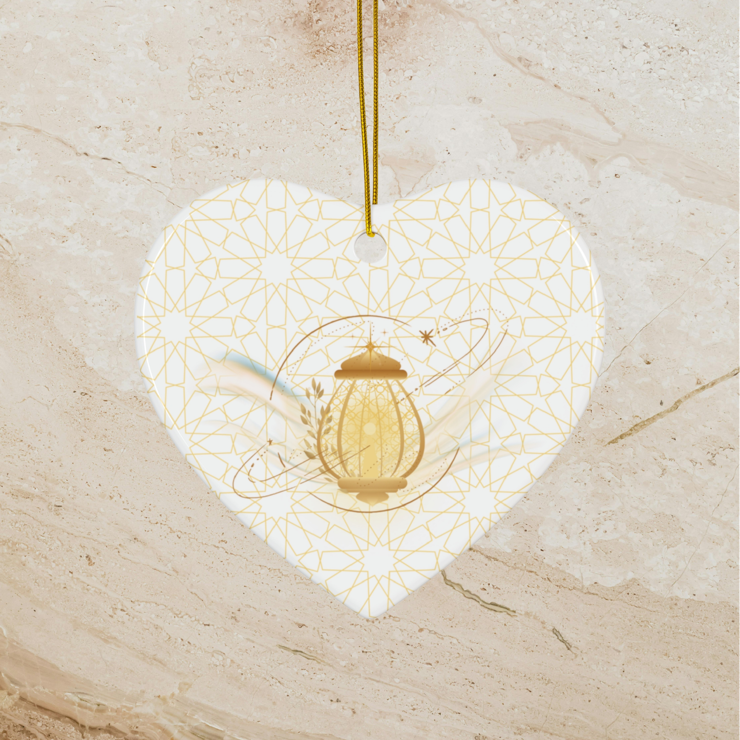 Golden Lantern Ceramic Ornament | Symbol of Hope Decor