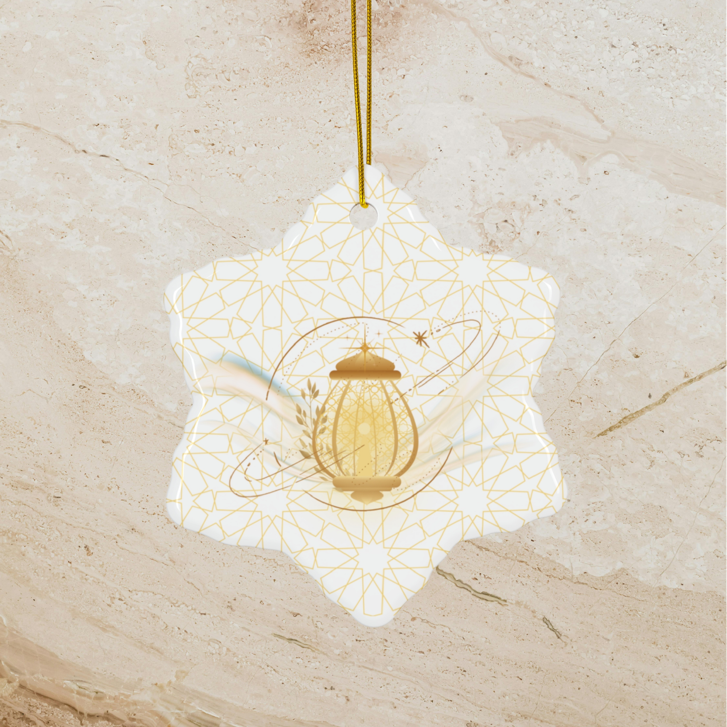 Golden Lantern Ceramic Ornament | Symbol of Hope Decor