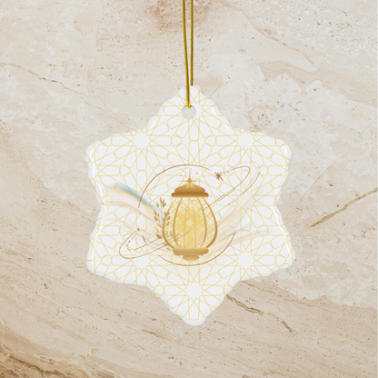 Golden Lantern Ceramic Ornament | Symbol of Hope Decor