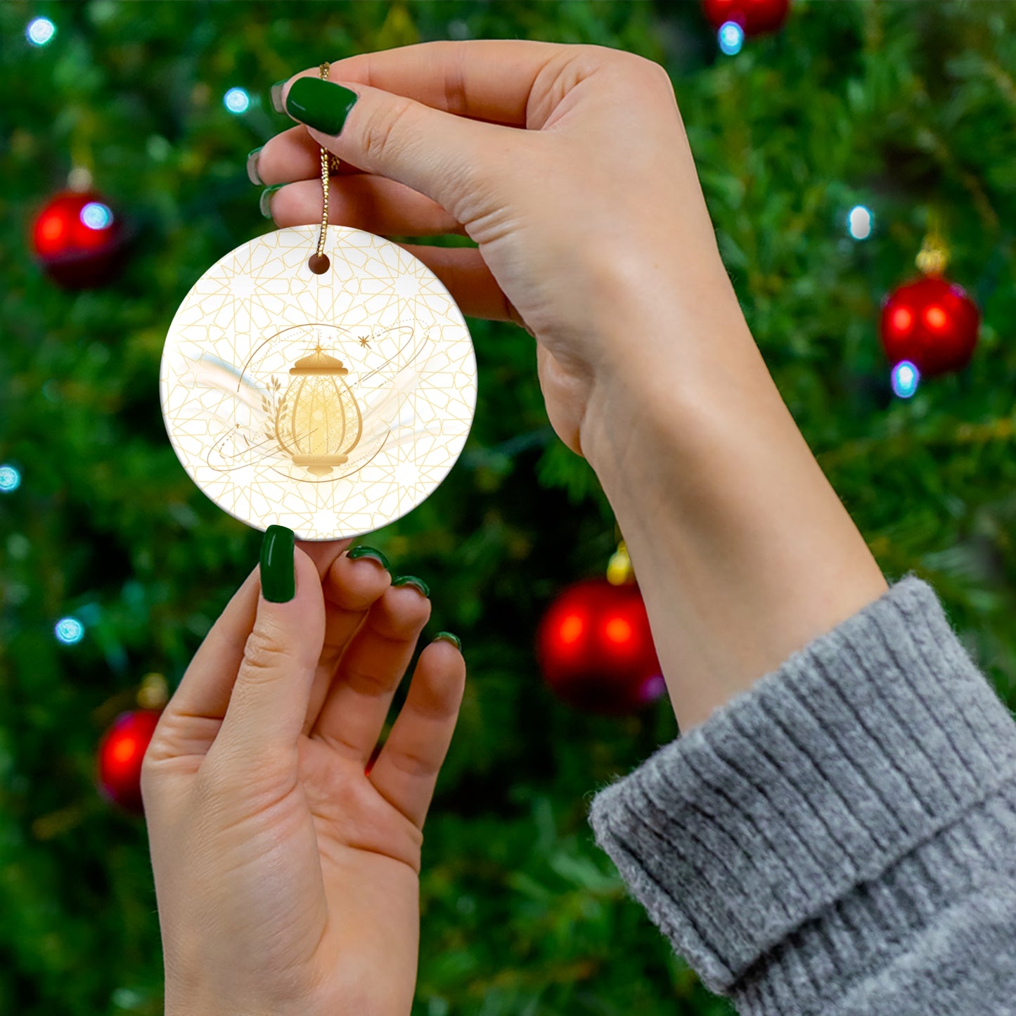 Golden Lantern Ceramic Ornament | Symbol of Hope Decor