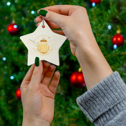 Golden Lantern Ceramic Ornament | Symbol of Hope Decor
