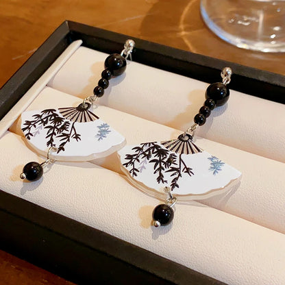 Bamboo & Pearl Fringe Earrings | East Meets East