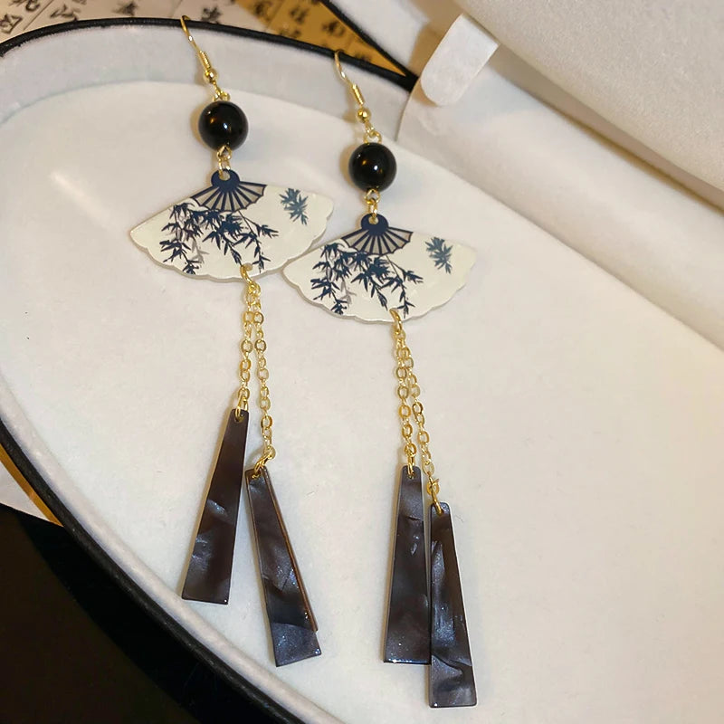 Bamboo & Pearl Fringe Earrings | East Meets East