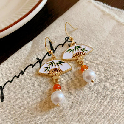 Bamboo & Pearl Fringe Earrings | East Meets East
