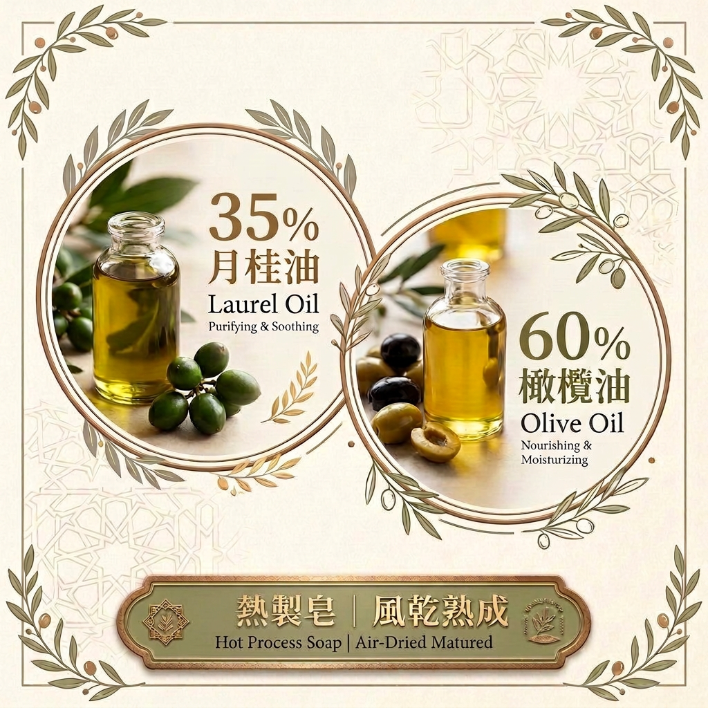 【海粹】三十五月桂古皂｜35%月桂油｜敘利亞阿勒頗手工古皂